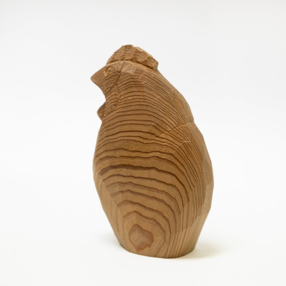【総高8cm】木彫り にわとり  樹種：屋久杉 / 鳥 鶏  置物 縁起物 ※画像現品像の発送です