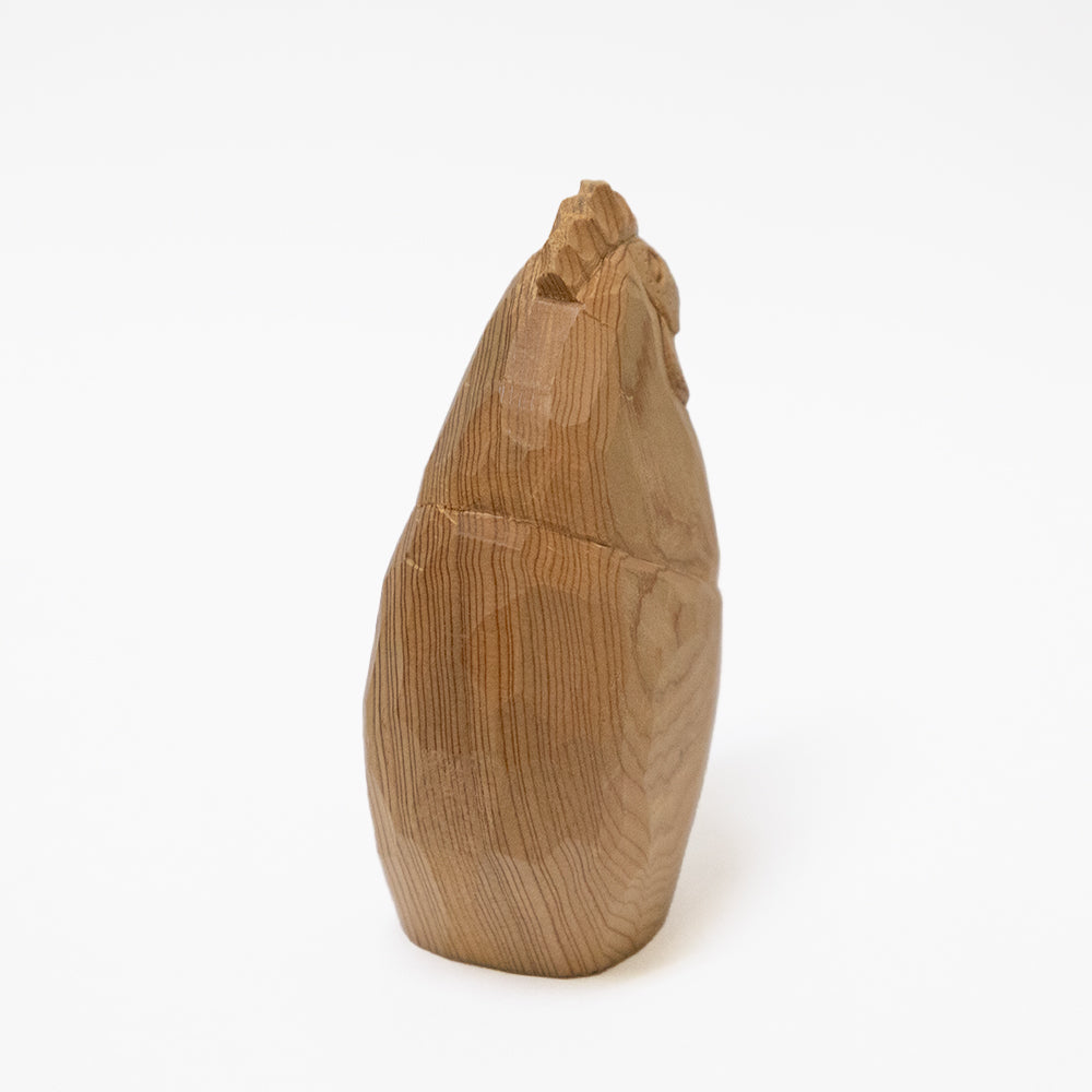 【総高8cm】木彫り にわとり  樹種：屋久杉 / 鳥 鶏  置物 縁起物 ※画像現品像の発送です