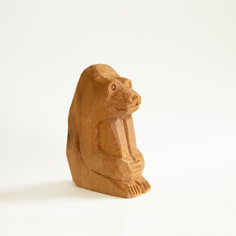 【総高7cm】木彫り 猿  樹種：屋久杉 / 干支 申  置物 縁起物 ※画像現品像の発送です