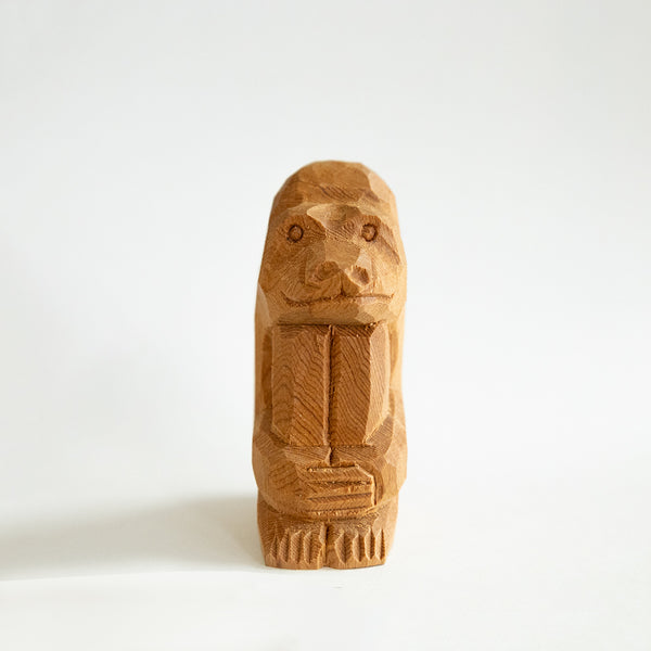 【総高7cm】木彫り 猿  樹種：屋久杉 / 干支 申  置物 縁起物 ※画像現品像の発送です
