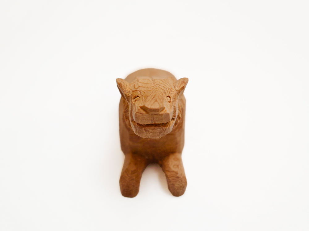 【総高5cm】木彫り 虎  樹種：屋久杉 / 干支 寅 置物 縁起物 ※画像現品像の発送です